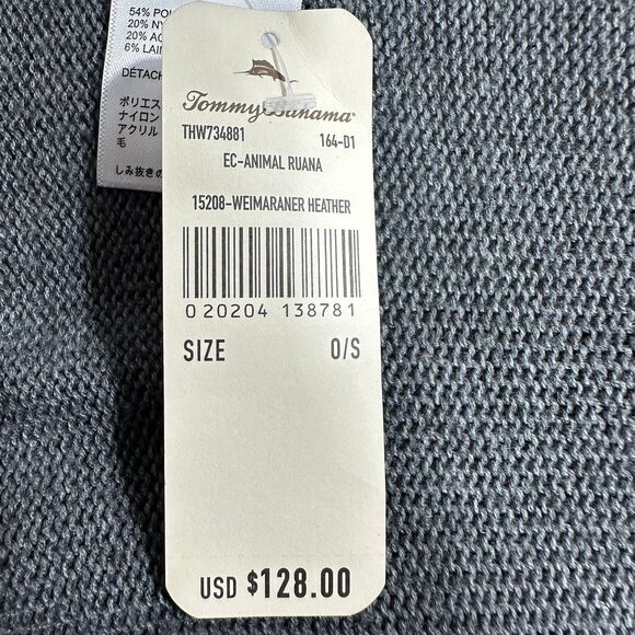 NWT Tommy Bahama Poncho Sweater Women OS Black Gray Poly/Wool Blend Animal Print - Picture 9 of 11